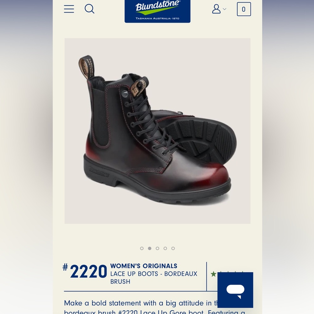 Blundstone Burgundy Distressed Lace Up 2220 W 9.5, AU 6.5 - Picture 3 of 8